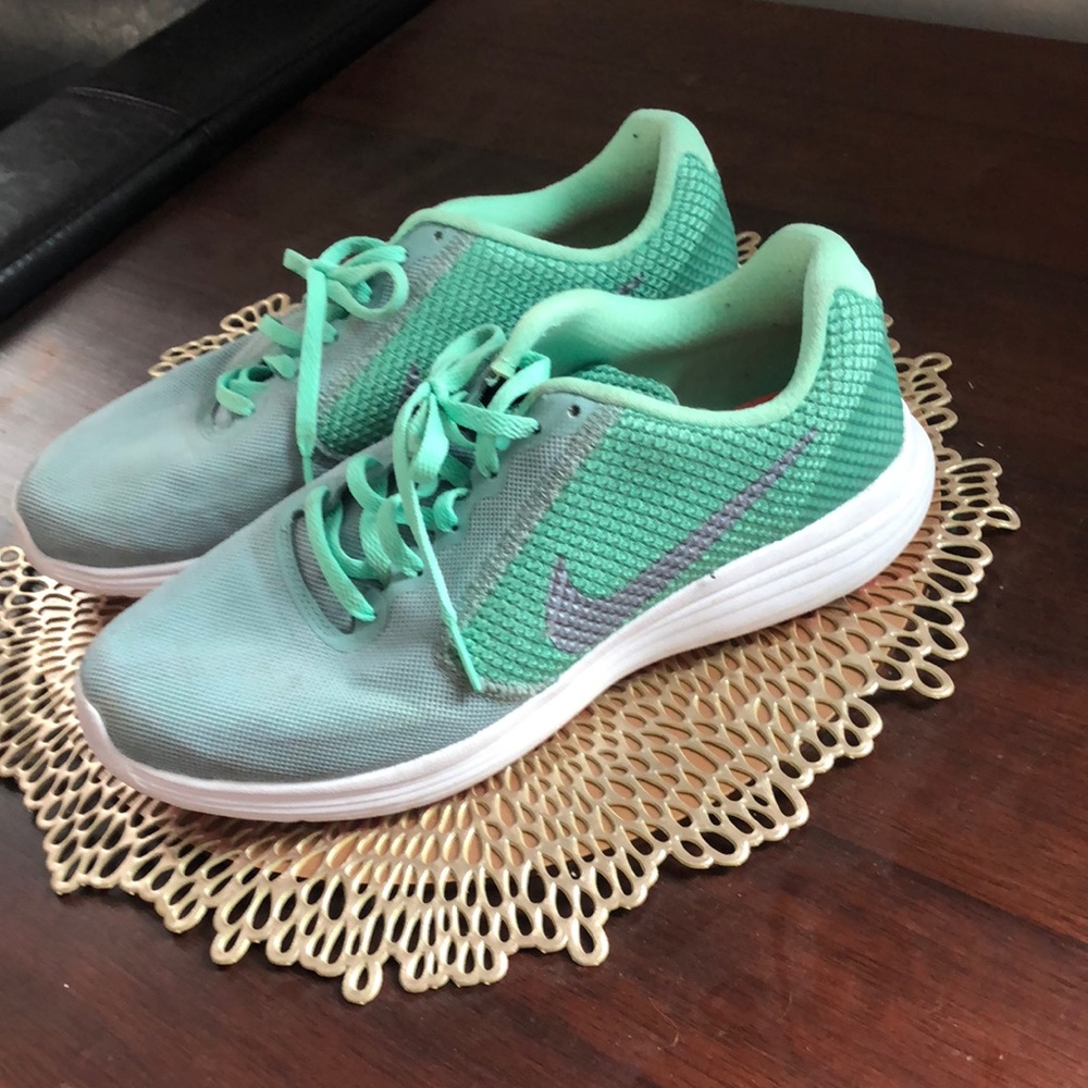 Mint green & gray Nikes